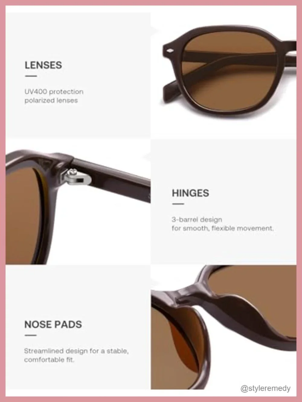 Trendy Square Polarized Sunglasses UV Protection Retro Vintage Sun Glasses